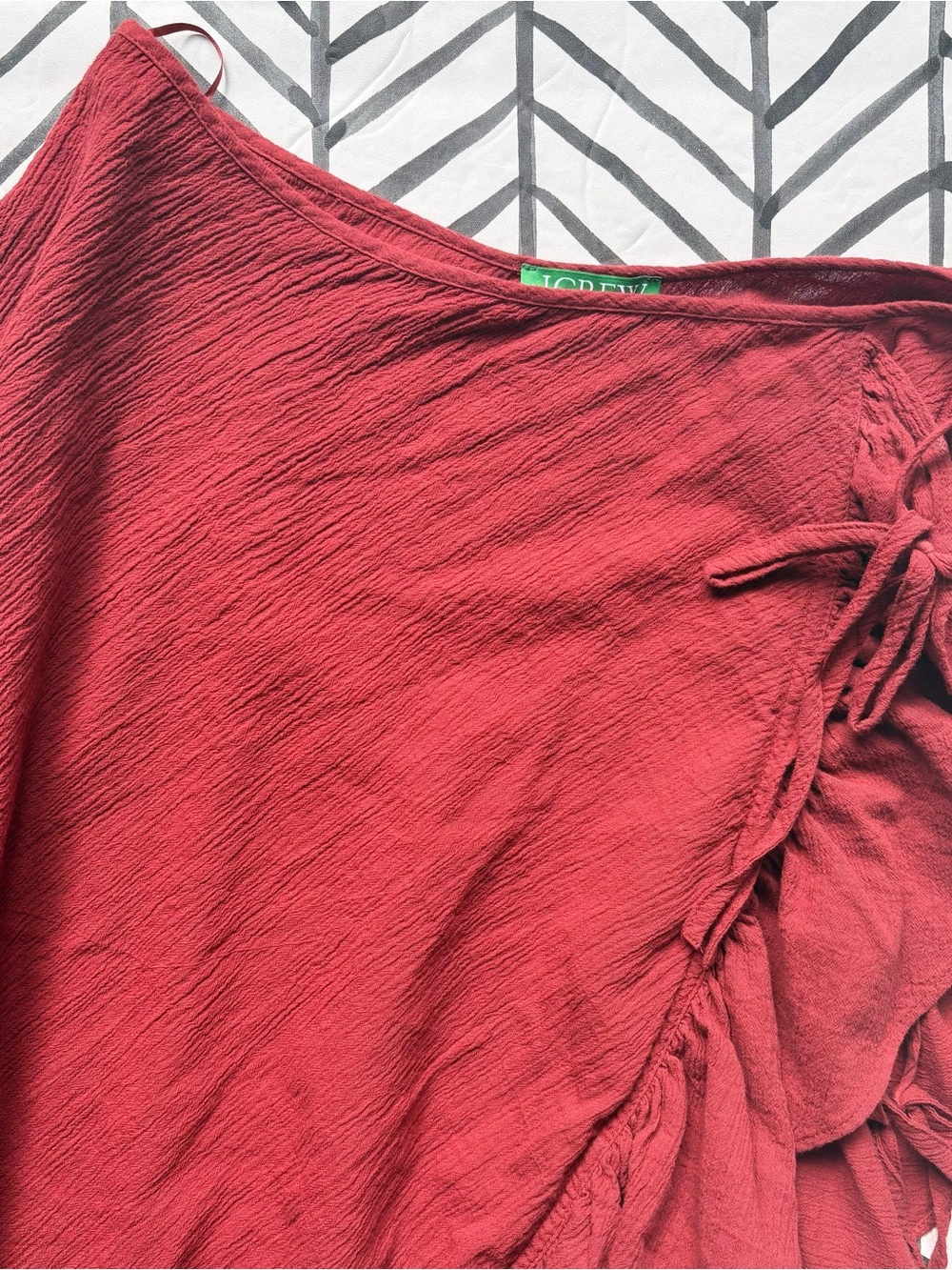 J. Crew Rust Red Ruffle Swimsuit Cover Up Dress
